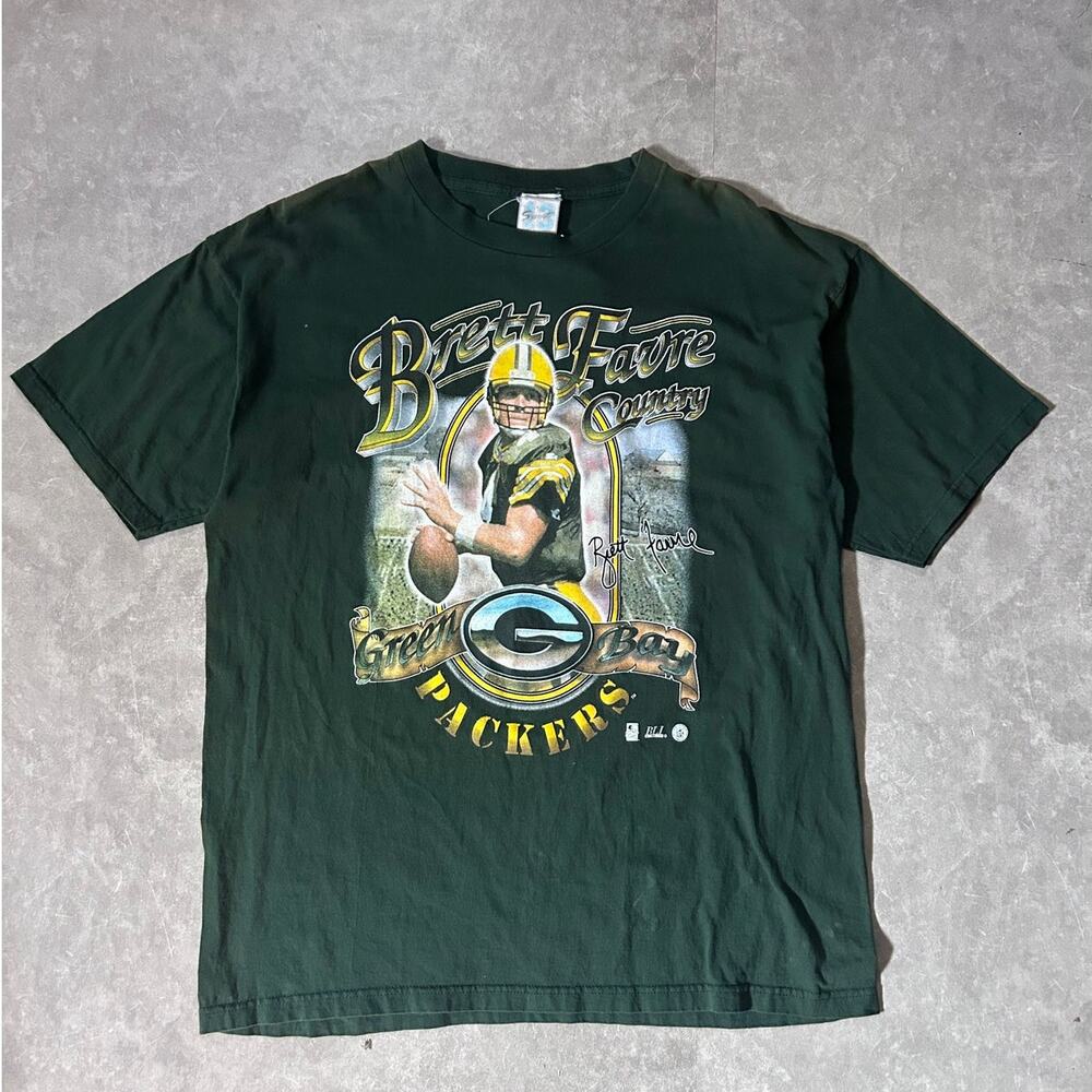 90's Vintage Brett Favre Green Bay Packers Green T-Shirt -XL